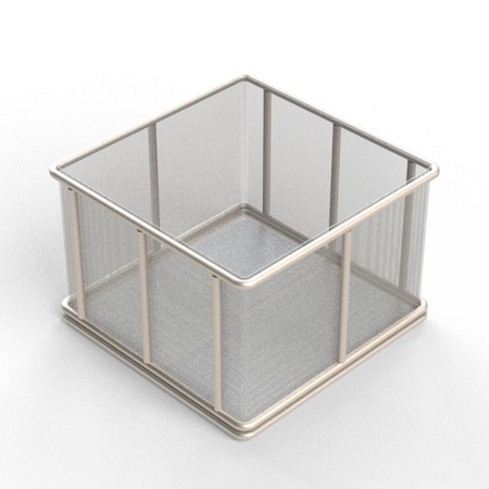 Anysizebasket Rectangular Wire Mesh Basket: 6Lx6Wx4H, 304 SS, 3/16 Rod Frame, No Handles, Mesh: 30 x .012 TMT-060060040-N30S